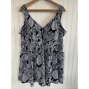 NWT Azul Black White Swim Dress Size 24W *MSRP $96 Beach Cruise Resort